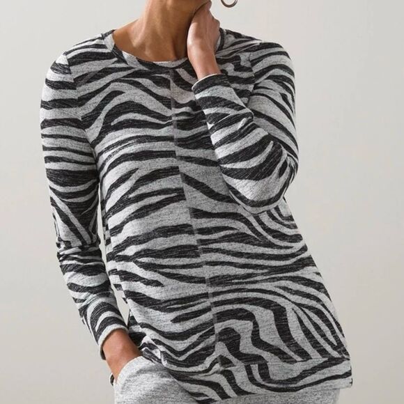 Chico's Zenergy Gray/Black Zebra Print Soft Essentials Seamed Tunic Size 3-16/18 - Picture 1 of 9